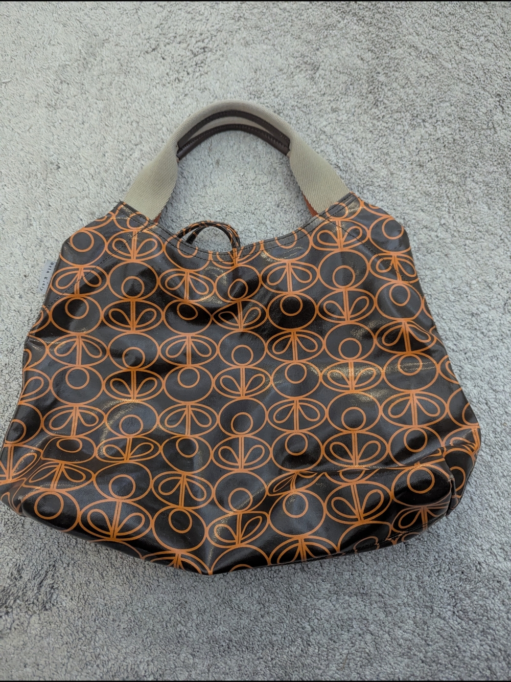 Orla Kiely Women’s Branded Patterned Tote Bag - Orange on Brown